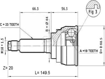 Homokineticki zglob 0.8 za Daewoo Tico od 1995. do 2000. god.