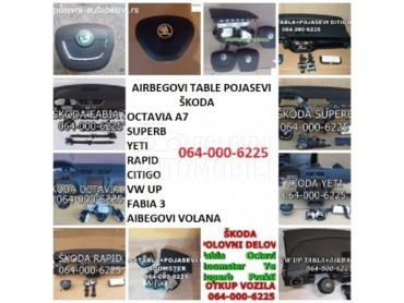 ŠKODA AIRBAG,TABLA, POJASEVI za Škoda Fabia