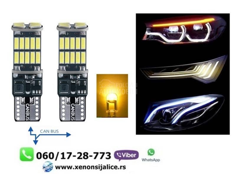 T10 w5w led sijalice kan bus zute