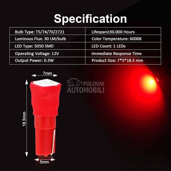 LED SIJALICE T5 CRVENE