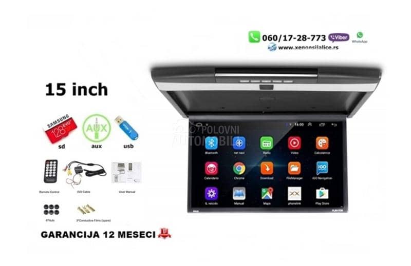 Krovni led monitor android usb sd 15 inca univerzalni