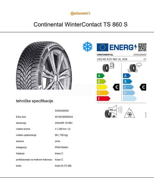 Continental 275/35 R19 Zimska