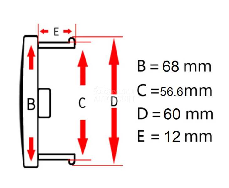 Sivi cepovi felni 60, 68 mm