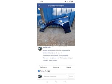 A5. LEVO. KRILO za Audi A5 od 2016. do 2021. god.