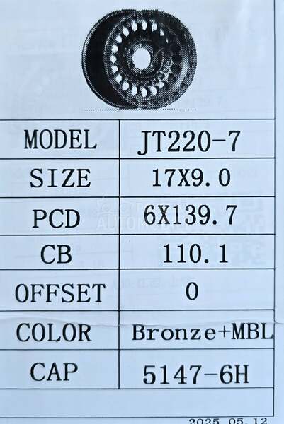 Aluminijumske felne off road 17" 6 x 139.7