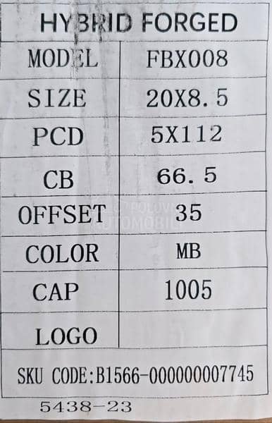 Aluminijumske felne audi replica 20" 5 x 112