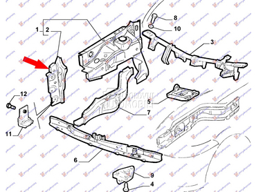 NOSAC PREDNJEG BRANIKA za Fiat 500 od 1993. do 1998. god.