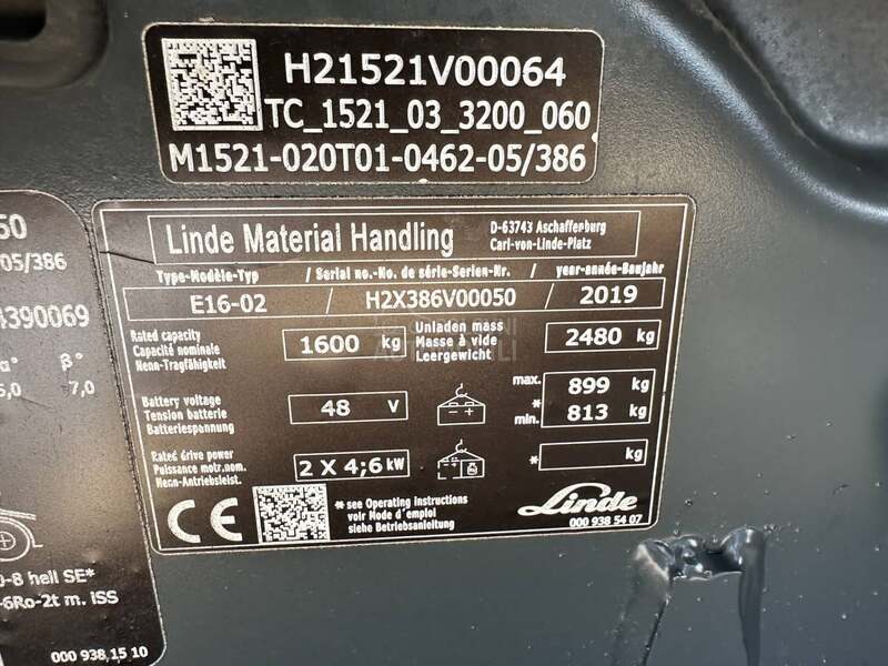 Linde E16 TRIPLEX 6,2M NOV AKU