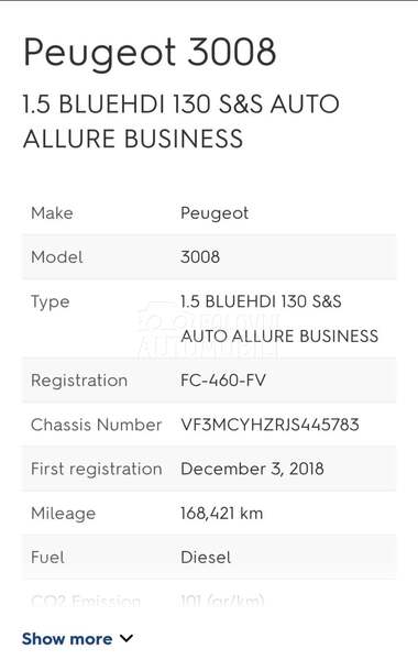 Peugeot 3008 ALLURE 8mm lanac