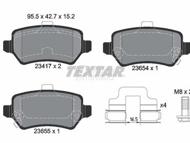 Kocione plocice TEXTAR za Opel Zafira od 2000. do 2005. god.