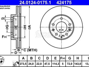 Kocioni disk ATE za BMW Serija 6 od 2007. do 2013. god.