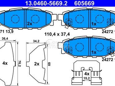 Kocione plocice za Subaru XV od 2012. do 2014. god.