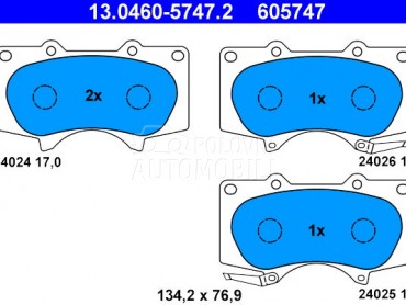 Kocione plocice ATE za Mitsubishi Pajero od 2006. do 2009. god.