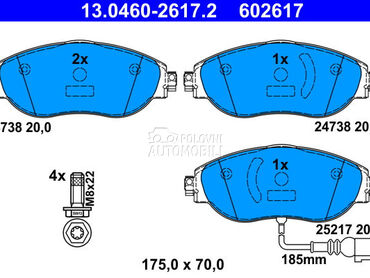 Kocione plocice ATE za Volkswagen Passat od 2014. do 2020. god.