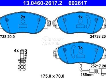 Kocione plocice ATE za Volkswagen Tiguan od 2016. do 2020. god.