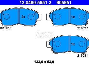 Kocione plocice ATE za Toyota Corolla od 2000. do 2001. god.