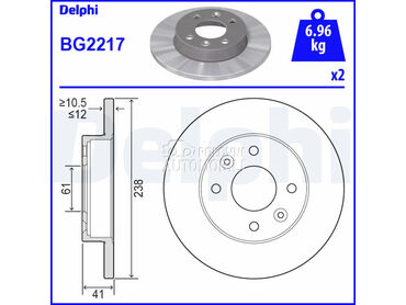 Kocioni disk DELPHI za Renault Megane od 1996. do 2003. god.