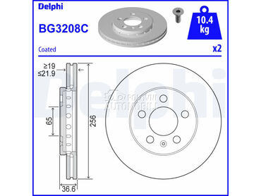 Kocioni disk DELPHI za Volkswagen Nova Buba od 2002. do 2010. god.