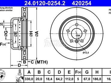 Kocioni disk ATE za BMW Z4 od 2009. do 2016. god.