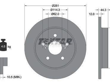 Kočioni disk TEXTAR za Toyota Yaris za 2020. god.