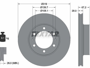 Kočioni disk TEXTAR za Toyota Hilux od 1997. do 2005. god.