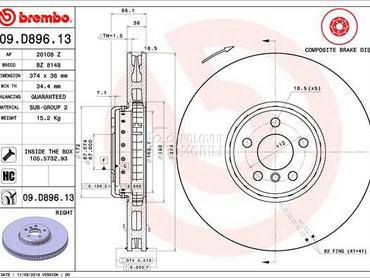 Kočioni disk Brembo za BMW Serija 6 od 2018. do 2020. god.