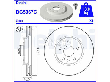 Kocioni disk DELPHI za Opel Astra od 2018. do 2019. god.