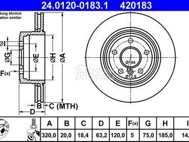 Kocioni disk ATE za BMW Serija 6 od 2004. do 2010. god.