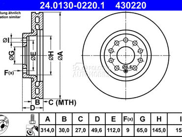 Kocioni disk ATE za Seat Alhambra od 2010. do 2022. god.