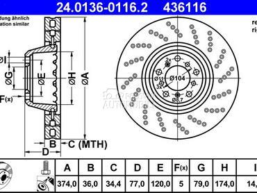 Kocioni disk ATE za BMW Serija 6 od 2003. do 2010. god.