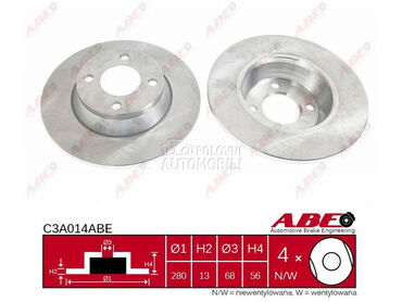 Kočioni disk ABE za Audi 80 od 1991. do 1996. god.