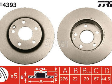 Kocioni disk TRW za Mercedes Benz A Klasa od 2004. do 2012. god.