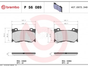 Kocione plocice BREMBO za Nissan 350Z od 2009. do 2013. god.