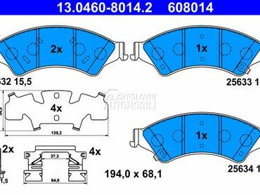 Kocione plocice ATE za Ford Ranger od 2006. do 2012. god.