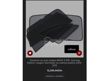 Zastitne mrezice za sunce za BMW 315, 316, 318 ... od 2005. do 2012. god.