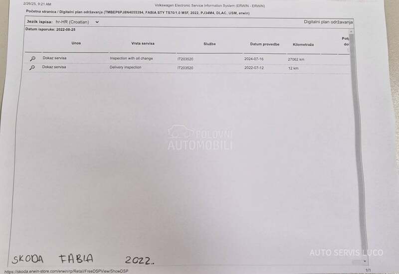 Škoda Fabia 1.0 TSI R kamera