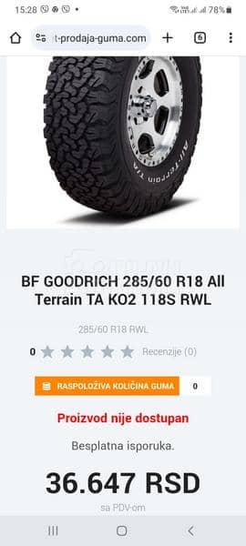BFGoodrich 285/60 R18 Zimska