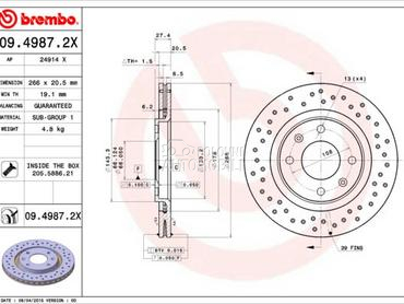 Kočioni disk za Peugeot 405 od 1992. do 1996. god.