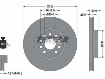 Kočioni disk za Audi Q3 od 2019. do 2021. god.