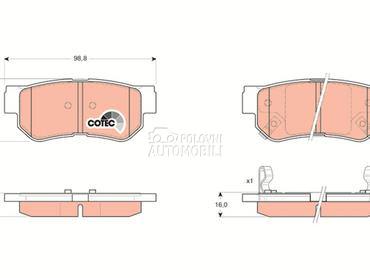 Kocione plocice TRW za Hyundai Trajet od 2000. do 2008. god.