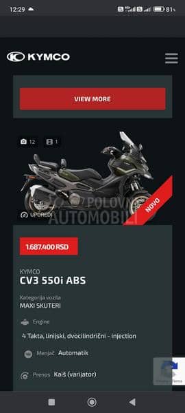 Kymco CV3 B kategorija