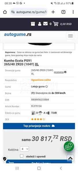 Kumho 265/40 R20 Letnja