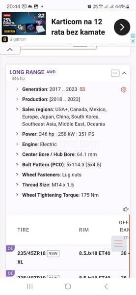 Aluminijumske felne Model 3 18" 5 x 114.3