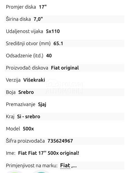 Aluminijumske felne Borbet 17" 5 x 120