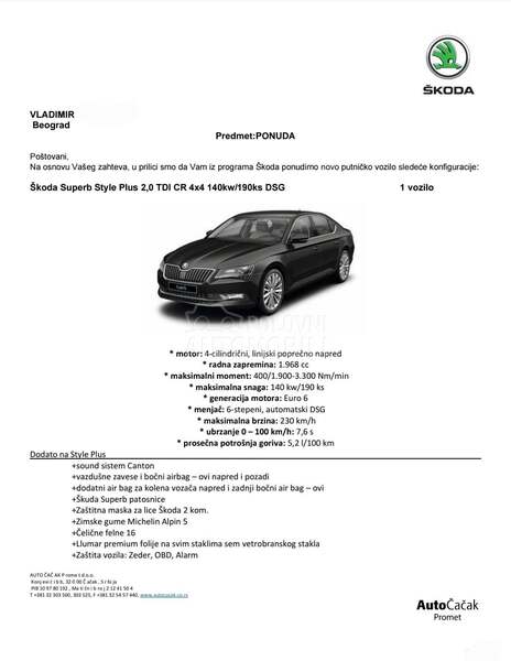 Škoda Superb Style Plus Plus  4x4
