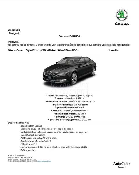 Škoda Superb Style Plus Plus  4x4