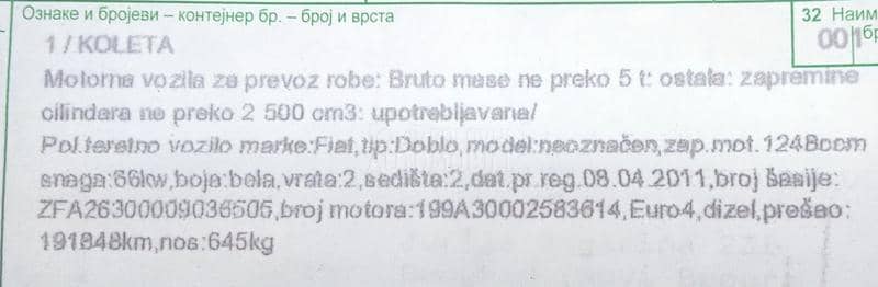 Fiat Doblo ZA PREPRAVKU