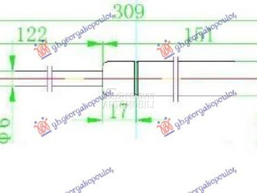 AMORTIZER GEPEK STAKLA (310L-2 za Citroen C3 pluriel od 2003. do 2010. god.