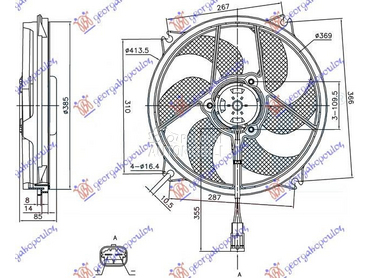 VENTILATOR KOMPLET (BENZIN-DIZ za Citroen C4 od 2004. do 2011. god.