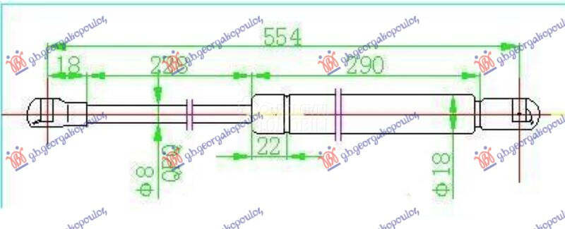 AMORTIZER GEPEK VRATA (555L-30